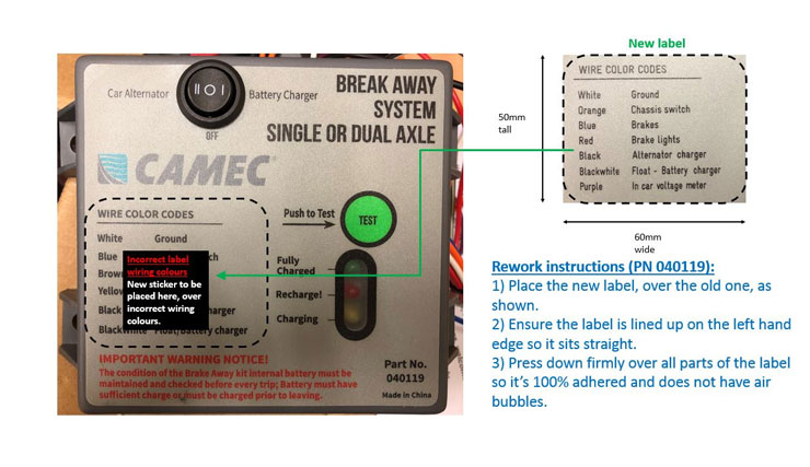 Product Bulletin - Camec Breakaway System - Label